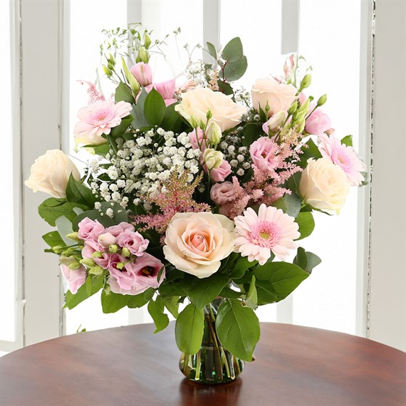 Roses, Gypsophilia & Astilbe Hand Tied Floral Bouquet